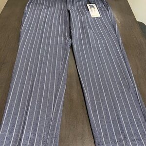 Liverpool Navy and White Pinstripe Straight Leg Pants